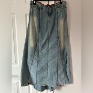 Dollhouse Y2K Grunge denim acid wash Jean maxi skirt size 9/10 medium
